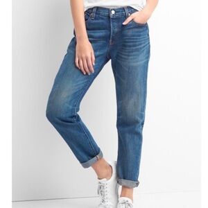 Gap Slim Boyfriend Cuffed Jeans Dark Wash Sz 10
